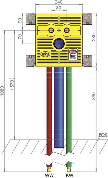 Umyvadlo MHS, WTU/240/AS80-I/FF/16/5PO, výtok 80 mm, 20141FF5po0000, Geberit FlowFit, 1 ks