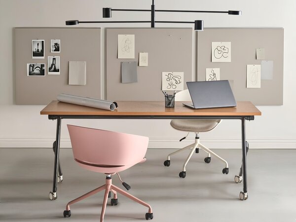 Skladací písací stôl hnedá MFC stolová doska čierny kovový rám 180 x 60 cm prenosný stolík s kolieskami moderná kancelária