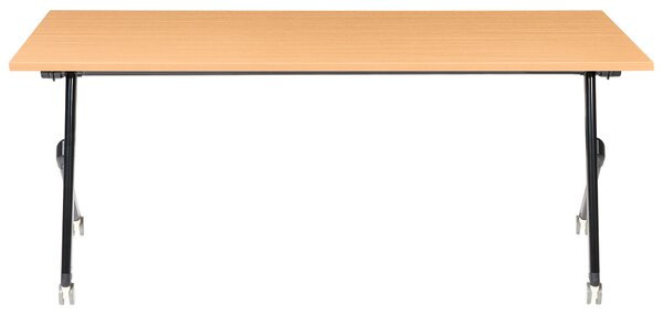 Skladací písací stôl hnedá MFC stolová doska čierny kovový rám 180 x 60 cm prenosný stolík s kolieskami moderná kancelária