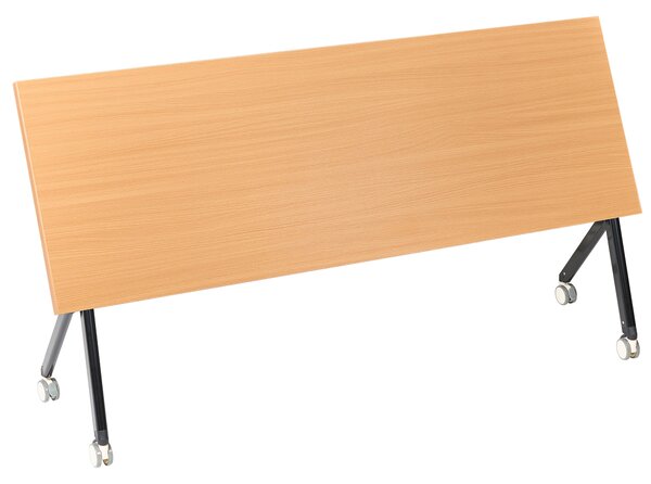 Skladací písací stôl hnedá MFC stolová doska čierny kovový rám 180 x 60 cm prenosný stolík s kolieskami moderná kancelária