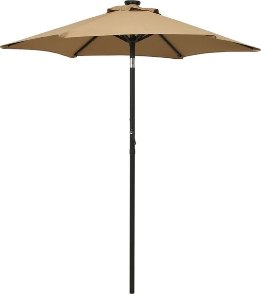 Maison Exclusive – slnečník s LED osvetlením, farba taupe, 200 × 211 cm, hliník