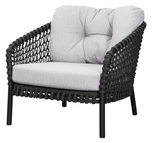 Cane-line Nízké kreslo Ocean Large, Cane-line, 81x90x73 cm, rám hliník, výplet šnúra Soft Rope dark grey, bez podušiek
