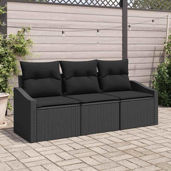 Maison Exclusive – Sedacia súprava, 3 kusy, čierna [syntetický materiál]: Polyratan