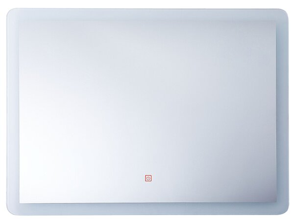 Nástenné zrkadlo strieborné s LED svetlom osvetlené obdĺžnikové 60 x 80 cm systém proti zahmlievaniu