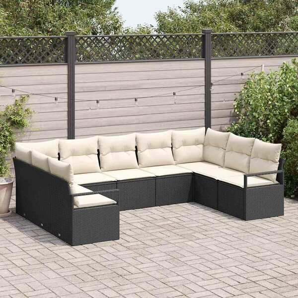 Maison Exclusive – Sedacia súprava, 9 kusov, čierna [syntetický materiál]: Polyratan