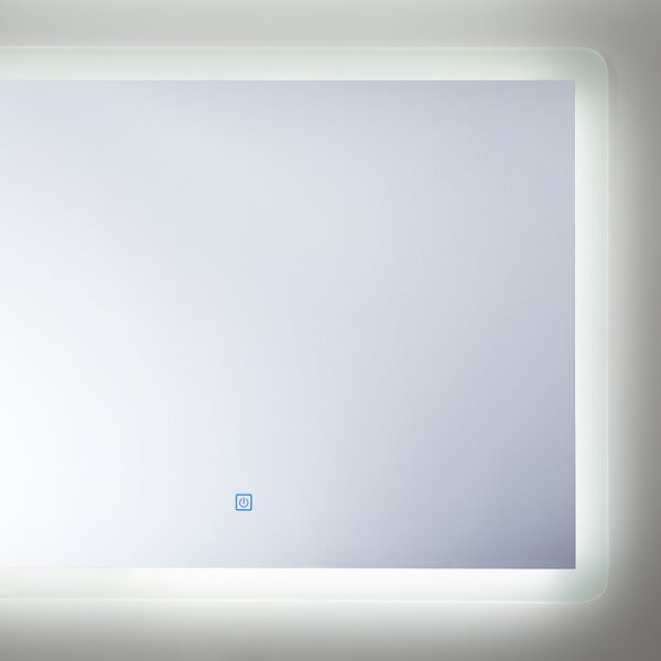 Nástenné zrkadlo strieborné s LED svetlom osvetlené obdĺžnikové 60 x 80 cm systém proti zahmlievaniu