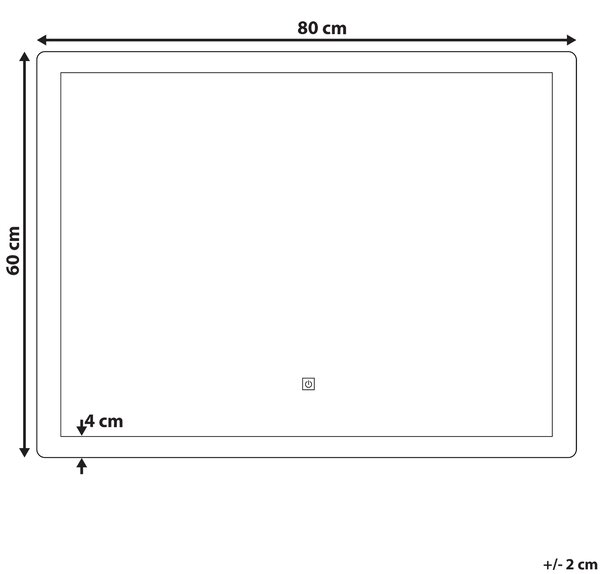 Nástenné zrkadlo strieborné s LED svetlom osvetlené obdĺžnikové 60 x 80 cm systém proti zahmlievaniu