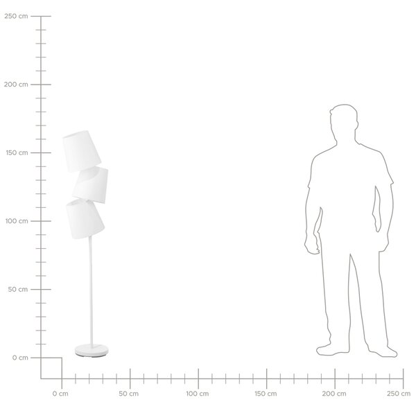 Stojaca lampa krémová biela kov polyester 164 cm 3 látkové tienidlá retro moderný štýl obývačka spálňa