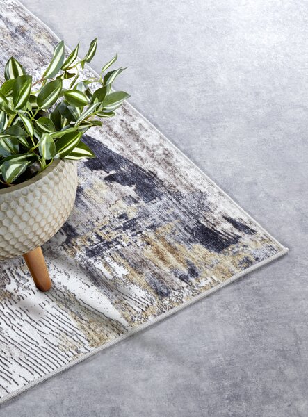 ELLE Decoration, Kusový koberec Imagination New 106037 Anthracite/Gold z kolekcie Elle, 120x160, šedá, obývacia izba