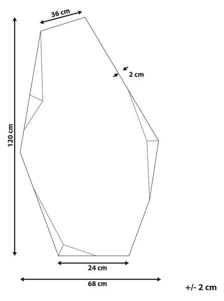Nástenné zrkadlo zlaté sklo MDF 68 x 120 cm nepravidelný asymetrický tvar bez rámu moderný štýl doplnky