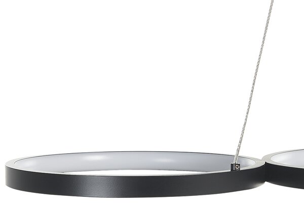 Závesná lampa čierna kovová hliníková s LED svetlom 4 prstencové kruhy moderné závesné elegantné svietidlo