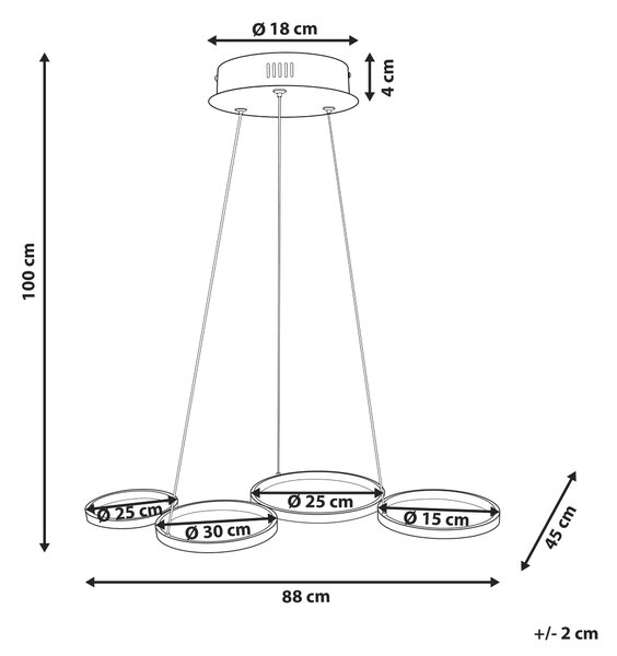 Závesná lampa čierna kovová hliníková s LED svetlom 4 prstencové kruhy moderné závesné elegantné svietidlo