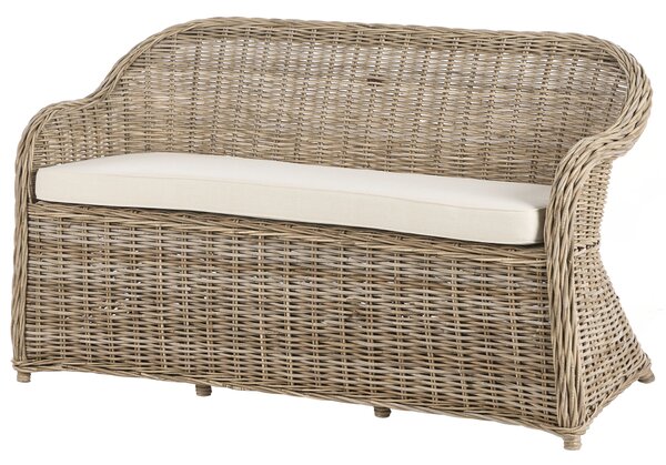 Záhradná lavička s taburetom prírodná ratanová krémovobiely podsedák 150 cm interiér exteriér boho štýl záhrada terasa balkón