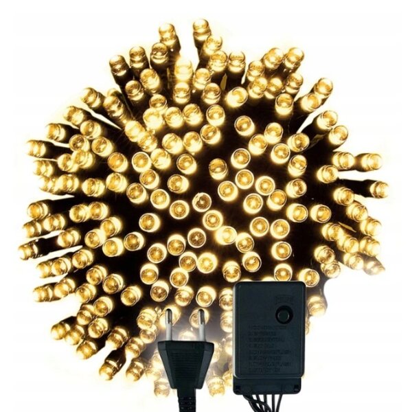 BERGE LED vianočná reťaz - 180LED - 18M - IP20 - 8 funkcií -teplá biela