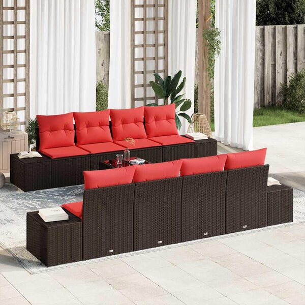 Maison Exclusive – Sedacia súprava, 9 kusov, hnedá [syntetický materiál]: polyratan