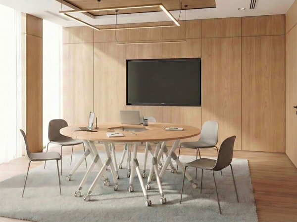 Rohový skladací písací stôl hnedý MFC doska kovový rám 90 x 64 cm prenosný s kolieskami moderný štýl kancelária