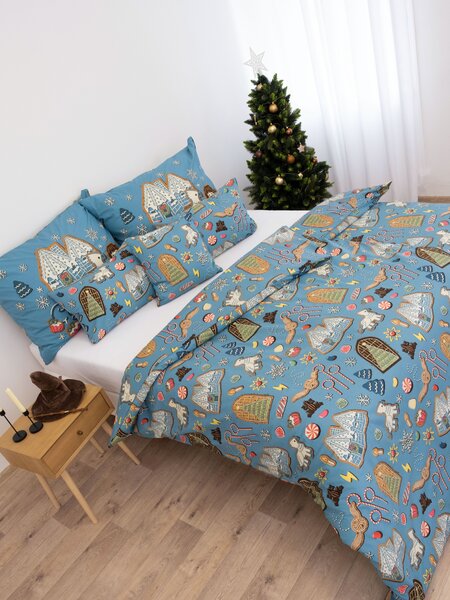 Bavlnené obliečky Renforcé - Cozy Christmas modré