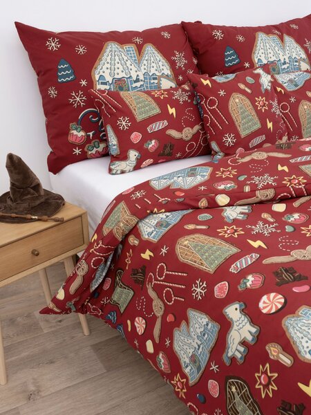 Bavlnené obliečky Renforcé - Cozy Christmas tmavo červené