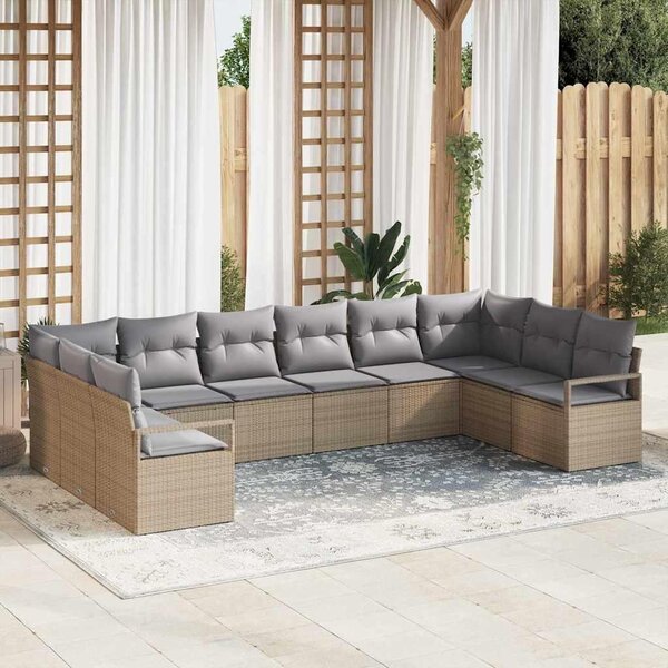 Maison Exclusive – Sedacia súprava, 10 kusov, béžová [syntetický materiál]: Polyratan