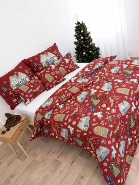 Bavlnené obliečky Renforcé - Cozy Christmas tmavo červené