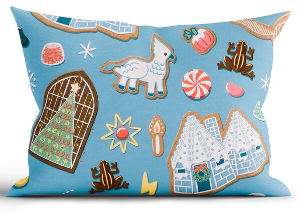 Bavlnená obliečka na vankúš Renforcé 40 × 60 cm - Cozy Christmas modré