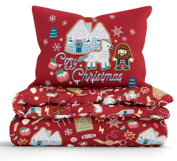 Bavlnené obliečky Renforcé - Cozy Christmas tmavo červené