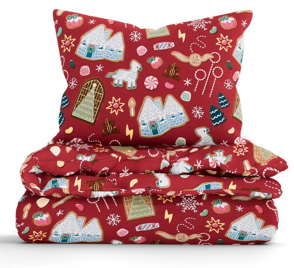 Bavlnené obliečky Renforcé - Cozy Christmas tmavo červené