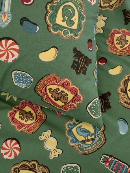 Bavlnené obliečky Renforcé - Christmas at Hogwarts tmavo zelené