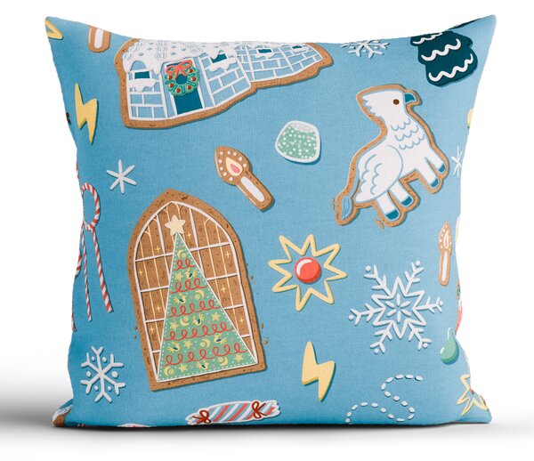 Bavlnená obliečka na vankúš Renforcé 40 × 40 cm - Cozy Christmas modré