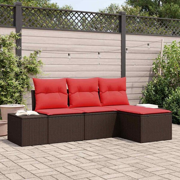 Maison Exclusive – Sedacia súprava, 4 kusy, hnedá [syntetický materiál]: Polyratan
