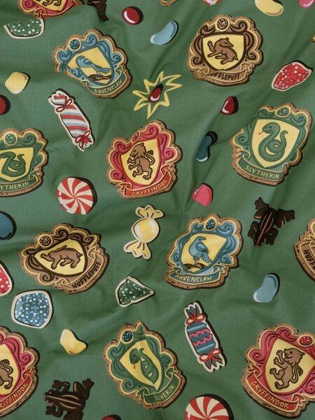 Bavlnené obliečky Renforcé - Christmas at Hogwarts tmavo zelené