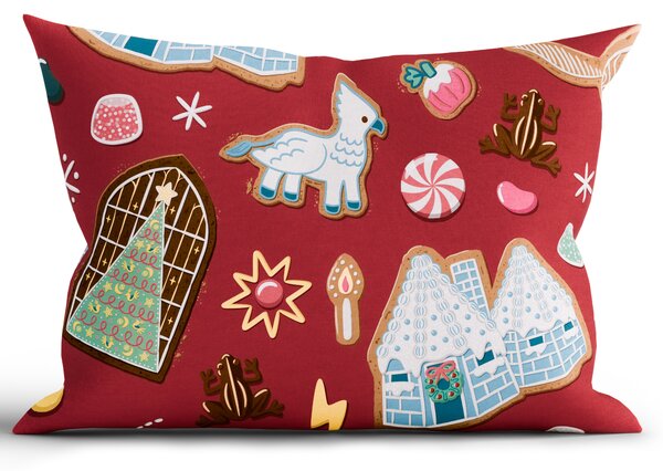 Bavlnená obliečka na vankúš Renforcé 40 × 60 cm - Cozy Christmas tmavo červené