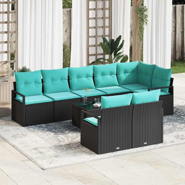 Maison Exclusive – Sedacia súprava, 9 kusov, čierna [syntetický materiál]: Polyratan