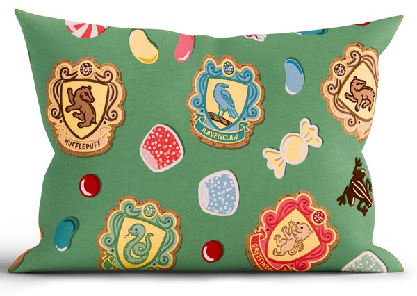 Bavlnená obliečka na vankúš Renforcé 40 × 60 cm - Christmas at Hogwarts tmavo zelené