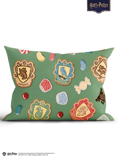 Bavlnená obliečka na vankúš Renforcé 40 × 60 cm - Christmas at Hogwarts tmavo zelené