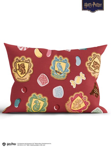 Bavlnená obliečka na vankúš Renforcé 40 × 60 cm - Christmas at Hogwarts tmavo červené