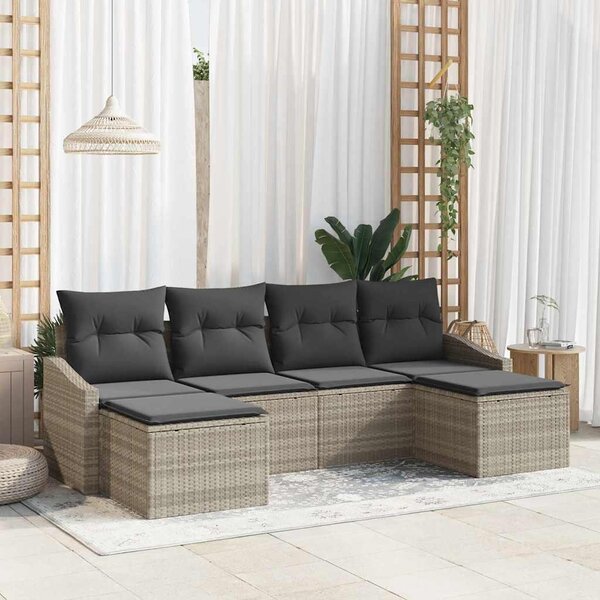Maison Exclusive – Sedacia súprava, 6 kusov, tmavosivá [syntetický materiál]: Polyratan
