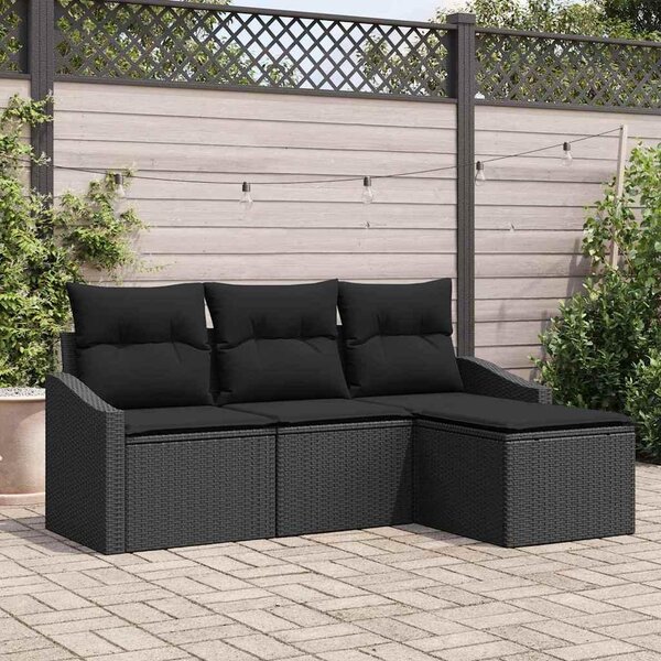 Maison Exclusive – Sedacia súprava, 4 kusy, čierna [syntetický materiál]: Polyratan