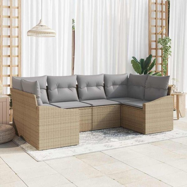 Maison Exclusive – Sedacia súprava, 6 kusov, béžová [syntetický materiál]: Polyratan