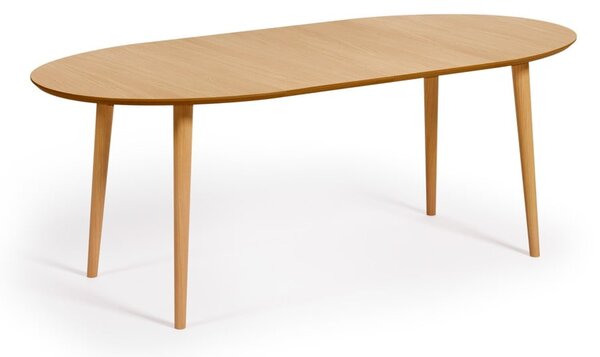 Rozkladací jedálenský stôl v dekore duba v prírodnej farbe 90x120 cm Oqui – Kave Home