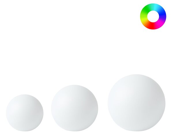 Sada 3 vonkajších solárnych guľatých LED svietidiel biela syntetický materiál 30 cm IP67 vodoodolné s diaľkovým ovládaním záhradné osvetlenie