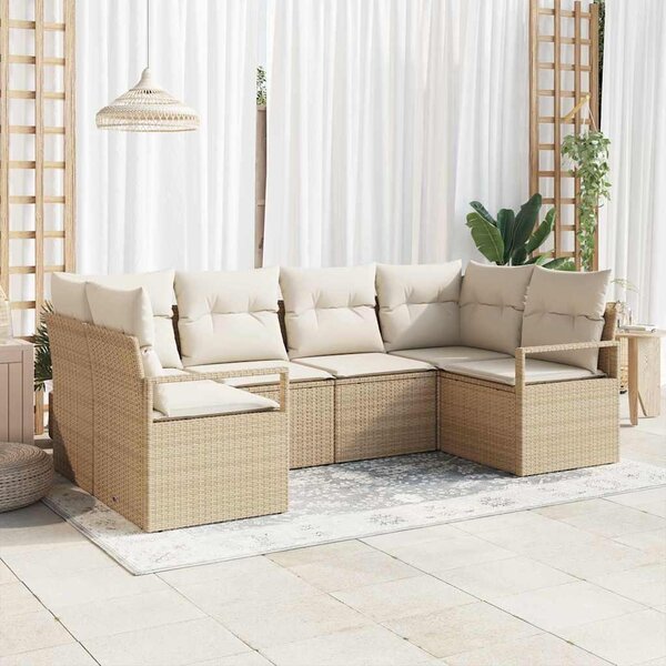 Maison Exclusive – Sedacia súprava, 6 kusov, béžová [syntetický materiál]: Polyratan