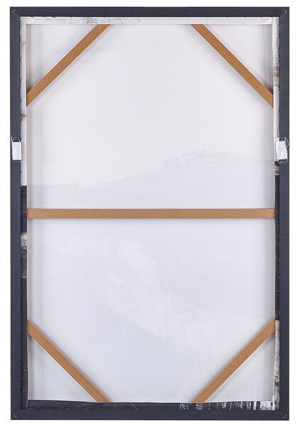 Obraz na plátne zarámovaný čierna a biela 93 x 63 cm abstraktný vzor geometrický MDF rám eklektický moderný štýl obývacia izba