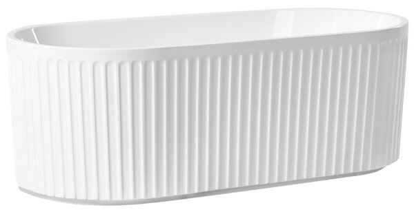 Voľne stojaca vaňa biela matná akrylátová 170 x 80 cm drážkovaná povrchová úprava oválna moderný štýl kúpeľňa