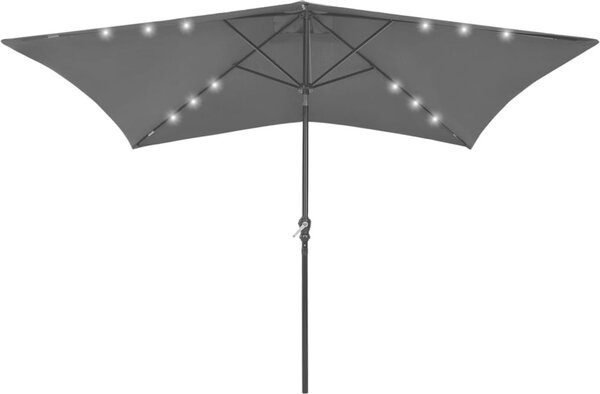 Maison Exclusive – slnečník s LED osvetlením a oceľovou tyčou, antracitová farba, 2 x 3 m