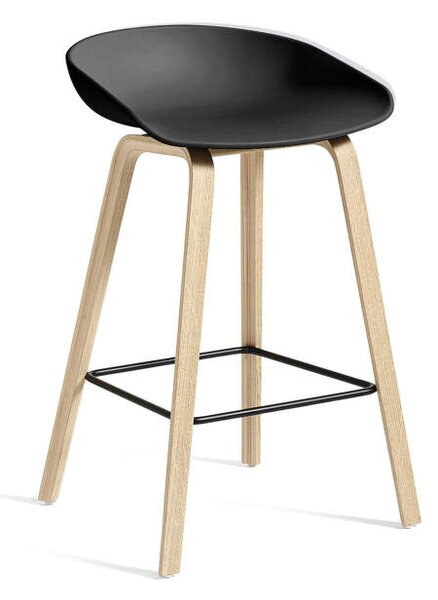HAY Barová stolička AAS 32 Low Lacquered Oak Veneer, black
