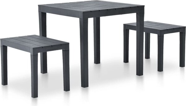 Maison Exclusive – záhradný stôl s 2 lavicami, plast, antracitová farba
