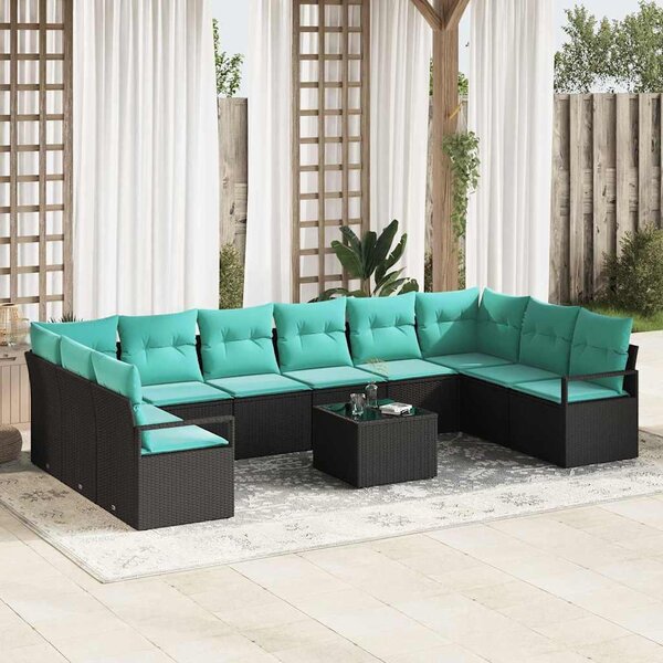 Maison Exclusive – Sedacia súprava, 11 kusov, čierna [syntetický materiál]: Polyratan