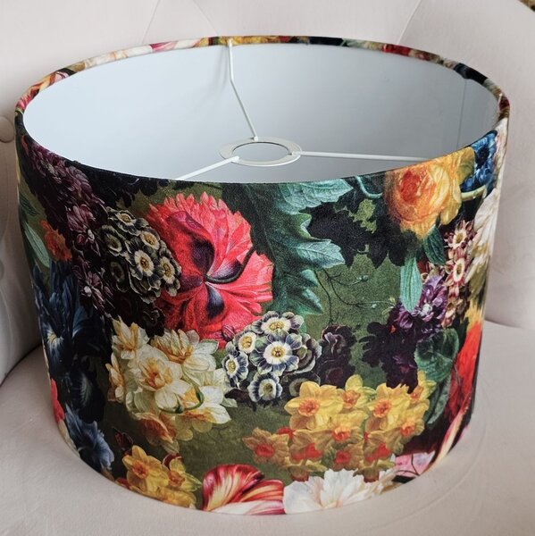 Kvetované zamatové tienidlo Carina - Ø 34 * 24 cm - Clayre & Eef
