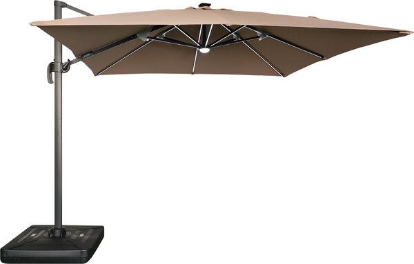 Záhradný slnečník Houseland Vexon s LED osvetlením 300x300 cm svetlohnedý